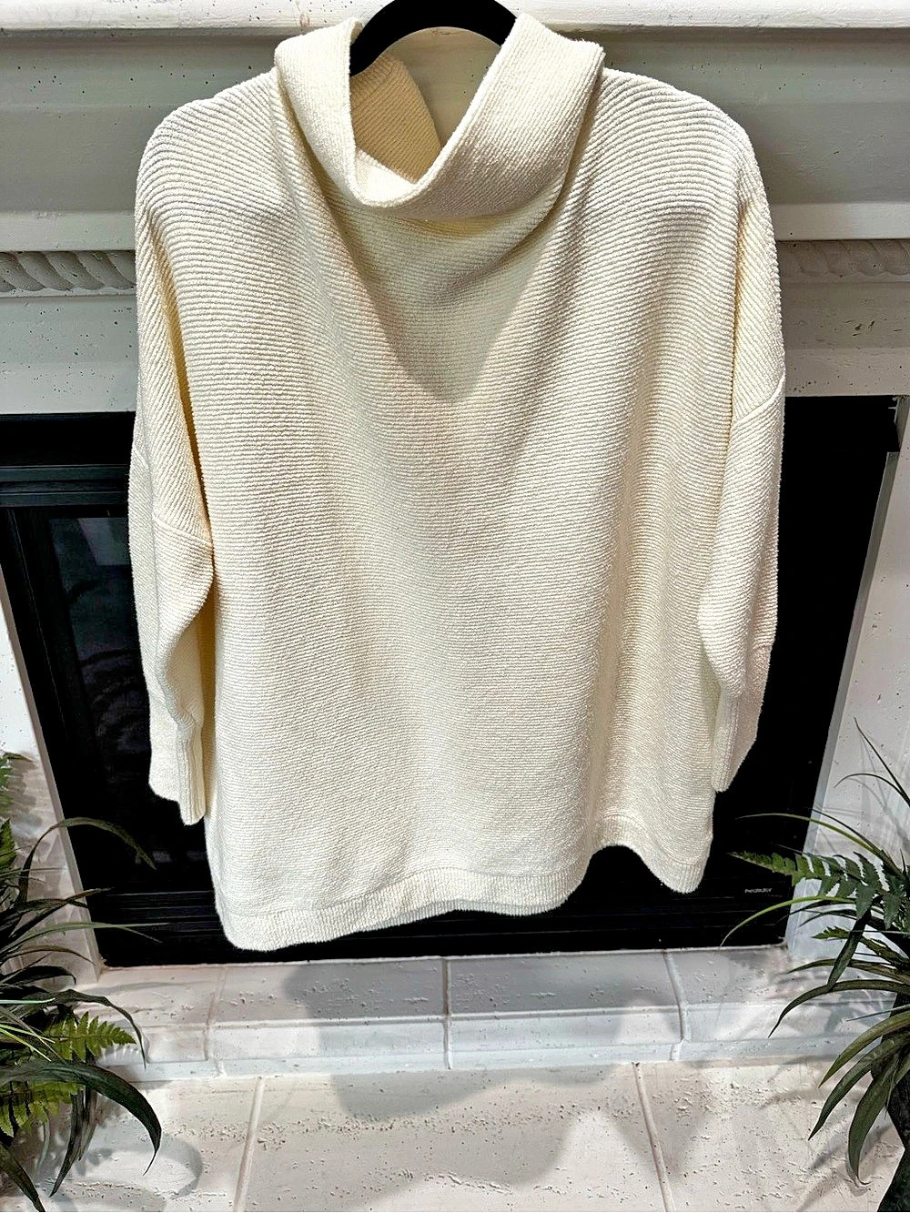NWOT! Free People Ottoman Slouchy Tunic Cowl Neck Sweater Cream